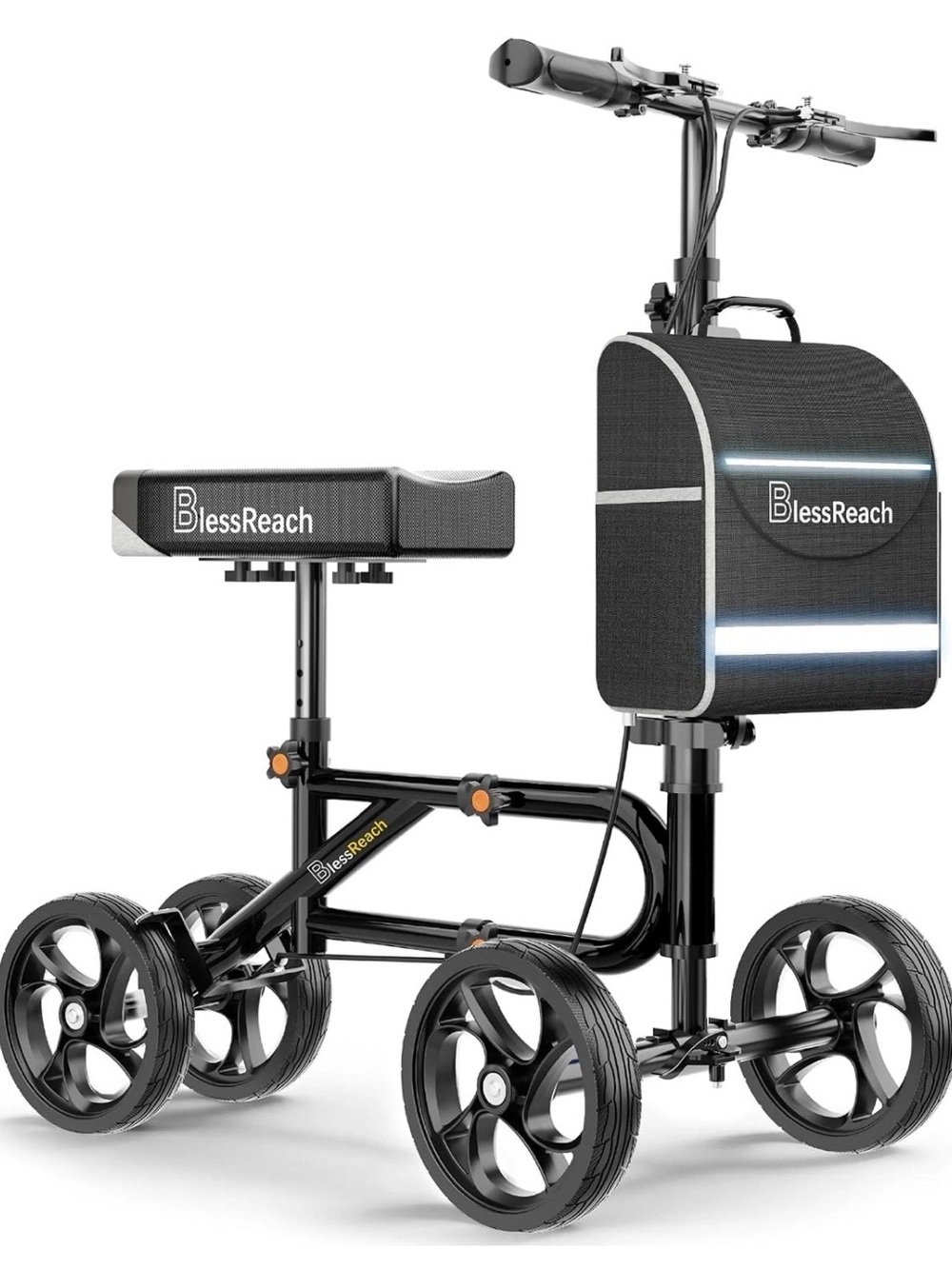 BlessReach Foldable Knee Walker with Storage Bag - Black
